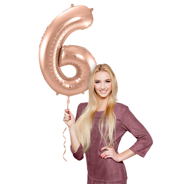 NUMBER 6 ROSE GOLD FOIL BALLOON - 86CM