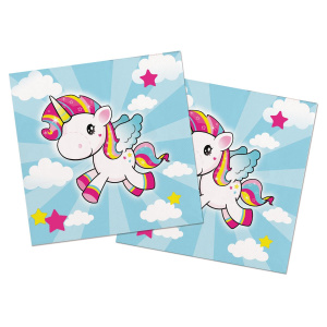 20 X CARTOON UNICORN PARTY NAPKINS - 33CM