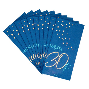 10 X 30TH BIRTHDAY TRUE BLUE NAPKINS - 33CM