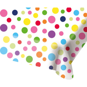 BIRTHDAY POLKA DOTS TABLE CLOTH - 130CM X 180CM