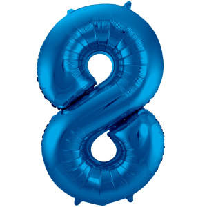 NUMBER 8 BLUE METALLIC FOIL BALLOON - 86CM