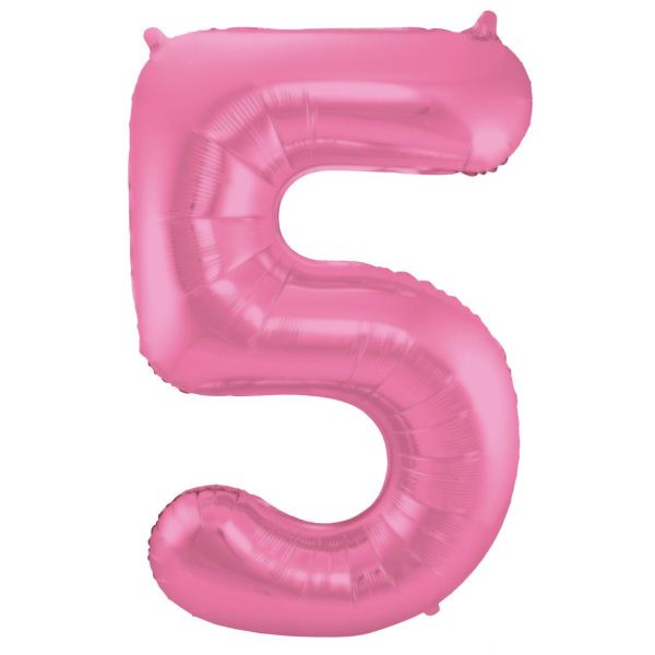 NUMBER 5 PINK MATT METALLIC FOIL BALLOON - 86CM