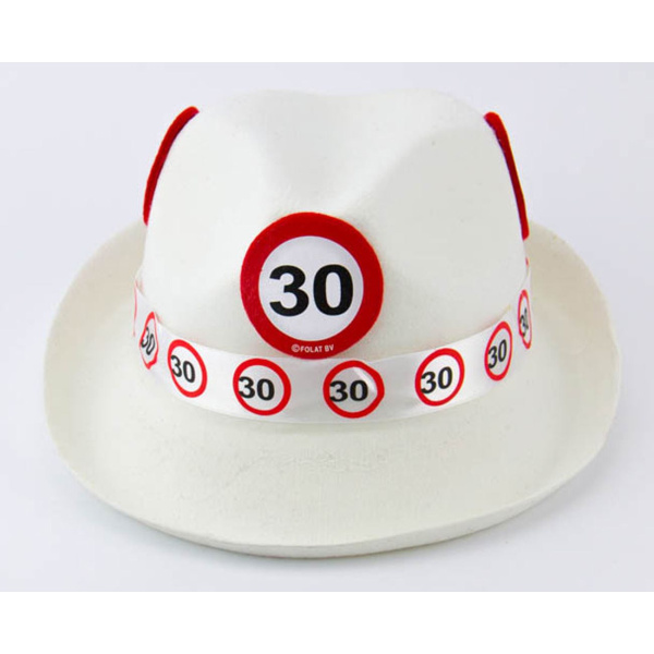 30TH BIRTHDAY WHITE TRILBY HAT TRAFFIC SIGN