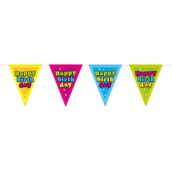 COLOURFUL HAPPY BIRTHDAY TRIANGLE BUNTING - 10M