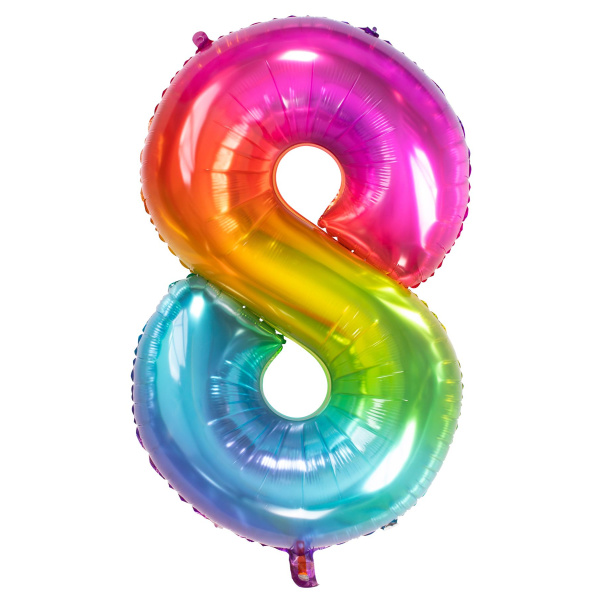 NUMBER 8 YUMMY GUMMY RAINBOW FOIL BALLOON - 86CM