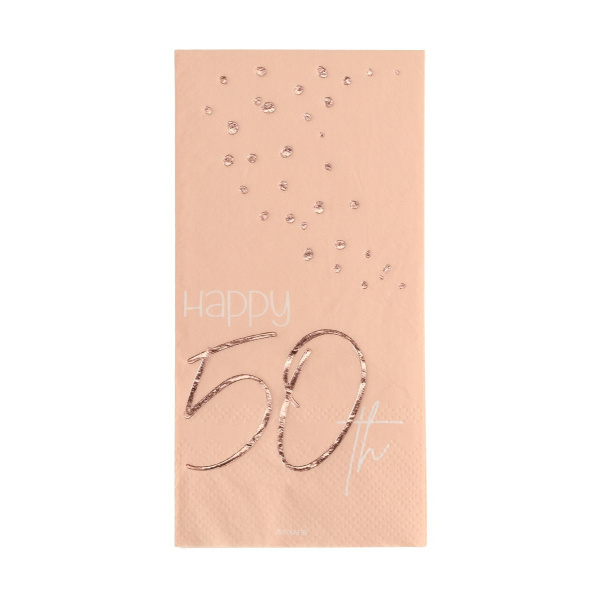 10 X 50TH BIRTHDAY LUSH BLUSH NAPKINS - 33CM