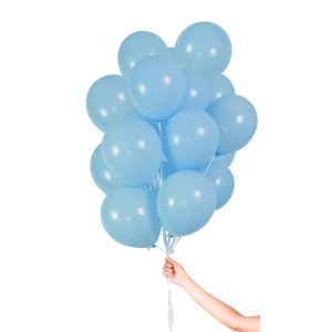 30 X BABY BLUE BALLOONS WITH RIBBON - 23CM