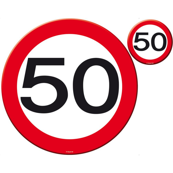 4 X 50TH BIRTHDAY PLACE MAT SET TRAFFIC SIGN