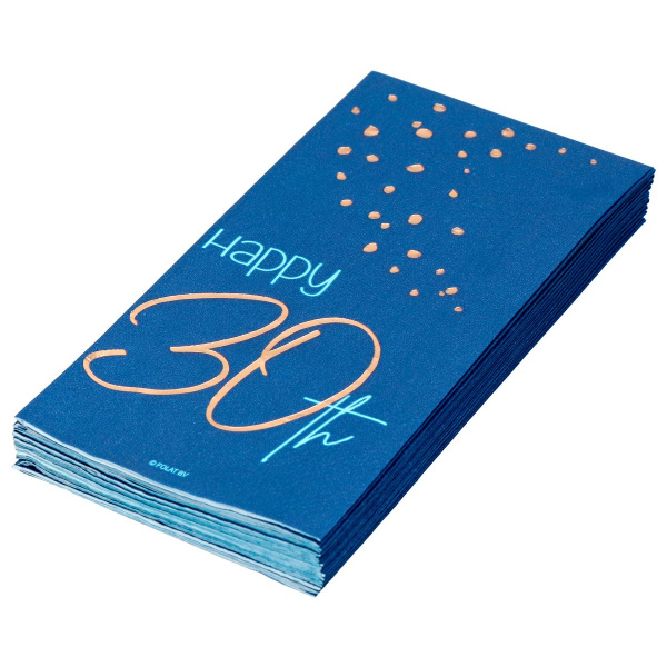 10 X 30TH BIRTHDAY TRUE BLUE NAPKINS - 33CM