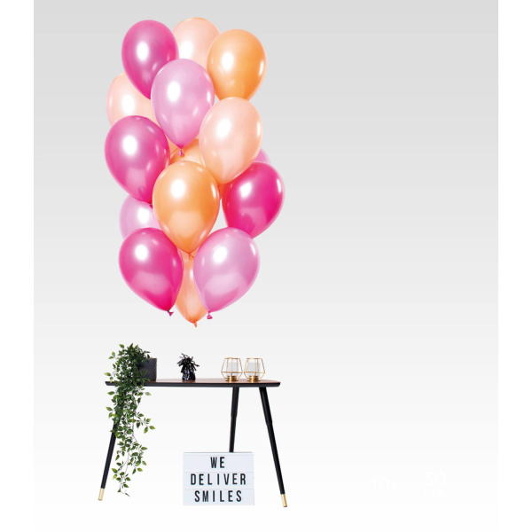 15 X PEACHY FLAMINGO METALLIC BALLOONS - 30CM