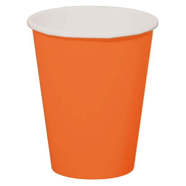 8 X ORANGE PAPER CUPS - 350ML