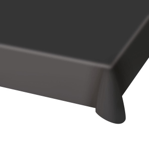 BLACK PLASTIC TABLE CLOTH 130CM X 180CM