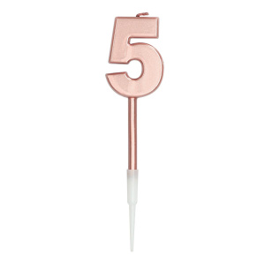 NUMBER 5 ROSE GOLD METALLIC CANDLE - 14CM