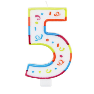 XL MULTICOLOURED NUMBER 5 CANDLE - 12.5CM