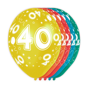 5 X 40TH BIRTHDAY BALLOONS - 30CM