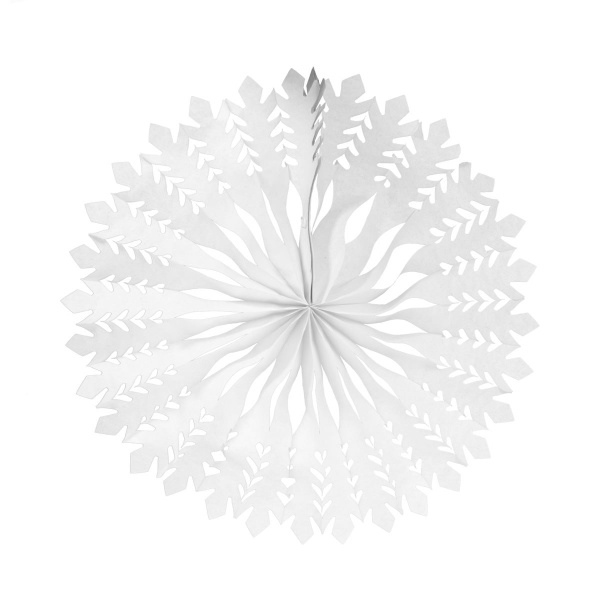 WHITE LARGE HANGING HONEYCOMB SNOWFLAKE - 45CM