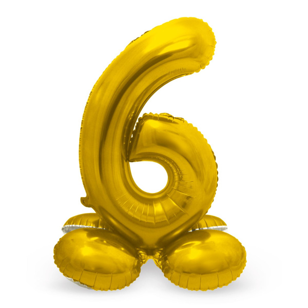 NUMBER 6 GOLD FOIL BALLOON WITH BASE - 72CM