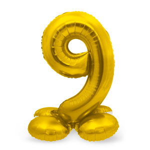 NUMBER 9 GOLD FOIL BALLOON WITH BASE - 72CM