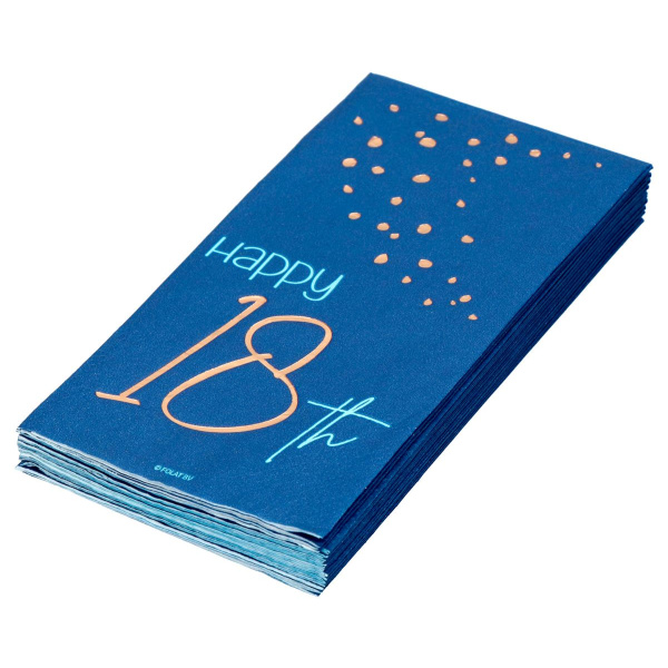 10 X 18TH BIRTHDAY TRUE BLUE NAPKINS - 33CM