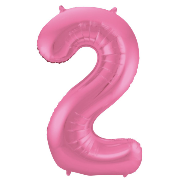 NUMBER 2 PINK MATT METALLIC FOIL BALLOON - 86CM