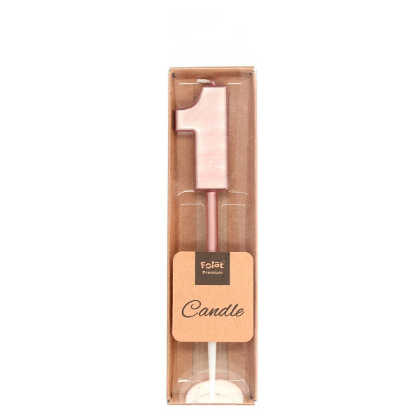 NUMBER 1 ROSE GOLD METALLIC CANDLE - 14CM