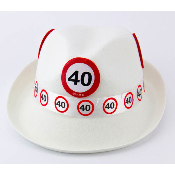 40TH BIRTHDAY WHITE TRILBY HAT TRAFFIC SIGN