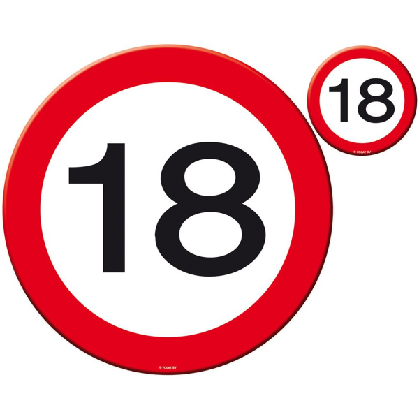 4 X 18TH BIRTHDAY PLACE MAT SET TRAFFIC SIGN