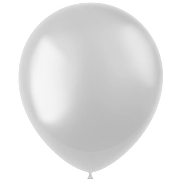 100 X RADIANT PEARL WHITE METALLIC BALLOONS - 33CM