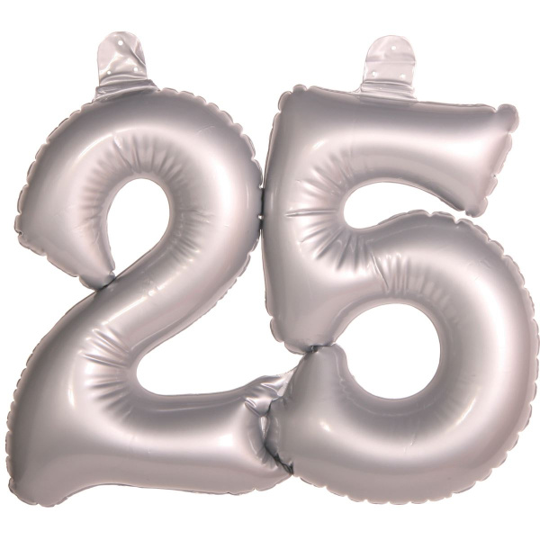 INFLATABLE SILVER NUMBER 25 - 45CM X 35CM