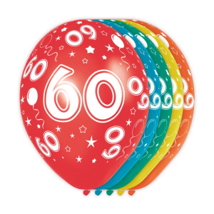 5 X 60TH BIRTHDAY BALLOONS - 30CM