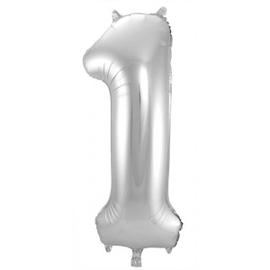 NUMBER 1 SILVER METALLIC FOIL BALLOON - 86CM