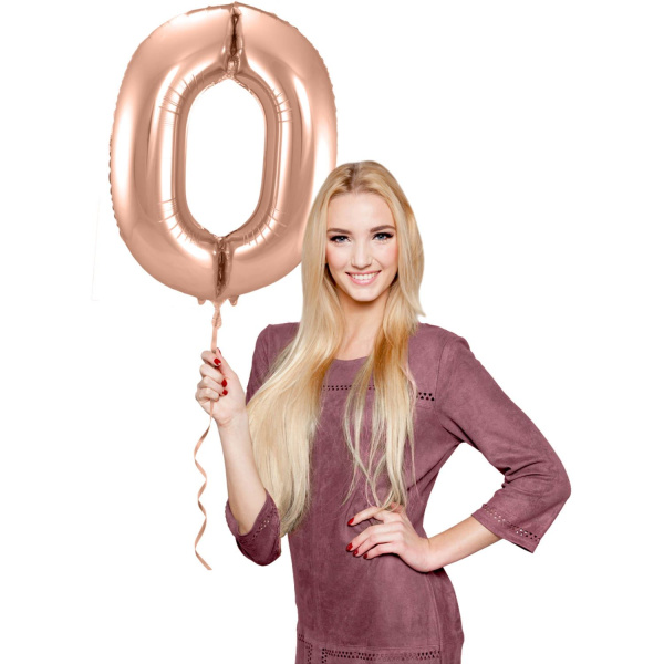 NUMBER 0 ROSE GOLD FOIL BALLOON - 86CM