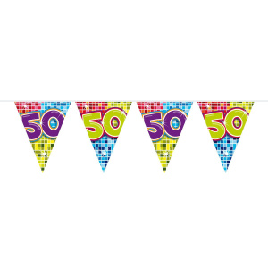 50TH DISCO THEME TRIANGLE BUNTING - 6M