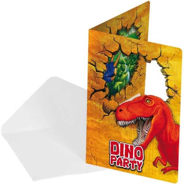 6 X DINOSAUR PARTY INVITATIONS