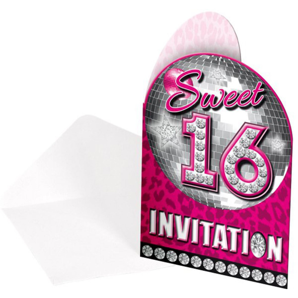 8 X SWEET 16TH BIRTHDAY INVITATIONS