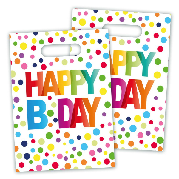 8 X HAPPY B-DAY POLKA DOTS PARTY BAGS