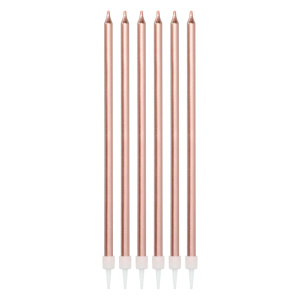 16 X ROSE GOLD METALLIC BIRTHDAY CANDLES - 15CM