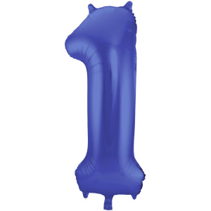 NUMBER 1 BLUE MATT METALLIC FOIL BALLOON - 86CM