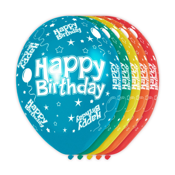 5 X HAPPY BIRTHDAY BALLOONS - 30CM