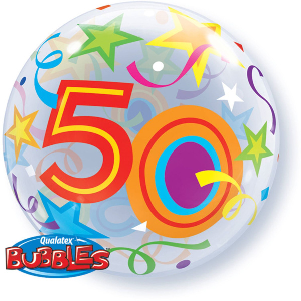 50TH BIRTHDAY COLOURFUL BUBBLE BALLOON - 56CM