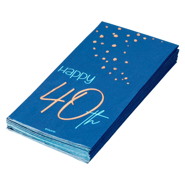 10 X 40TH BIRTHDAY TRUE BLUE NAPKINS - 33CM