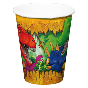 6 X DINOSAUR PAPER PARTY CUPS - 250ML