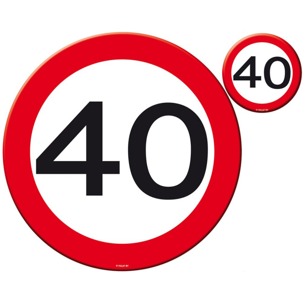 4 X 40TH BIRTHDAY PLACE MAT SET TRAFFIC SIGN