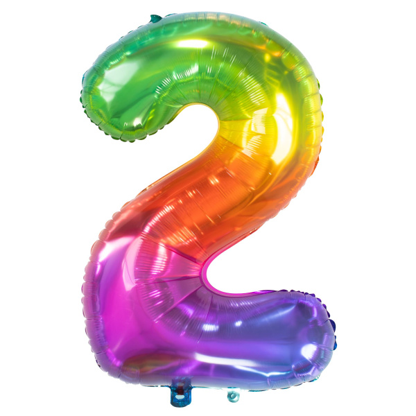 NUMBER 2 YUMMY GUMMY RAINBOW FOIL BALLOON - 86CM