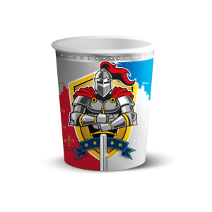 8 X MEDIEVAL KNIGHTS PAPER PARTY CUPS - 250ML