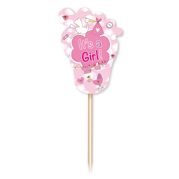 24 X IT'S A GIRL! BABY SHOWER PARTY PICKS 15CM