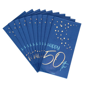 10 X 50TH BIRTHDAY TRUE BLUE NAPKINS - 33CM