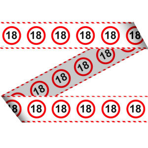 18TH BIRTHDAY BARRIER TAPE TRAFFIC SIGN - 15M