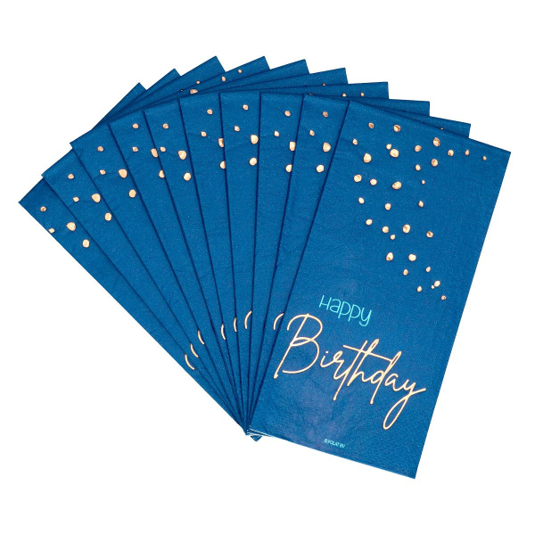 10 X HAPPY BIRTHDAY TRUE BLUE PARTY NAPKINS - 33CM