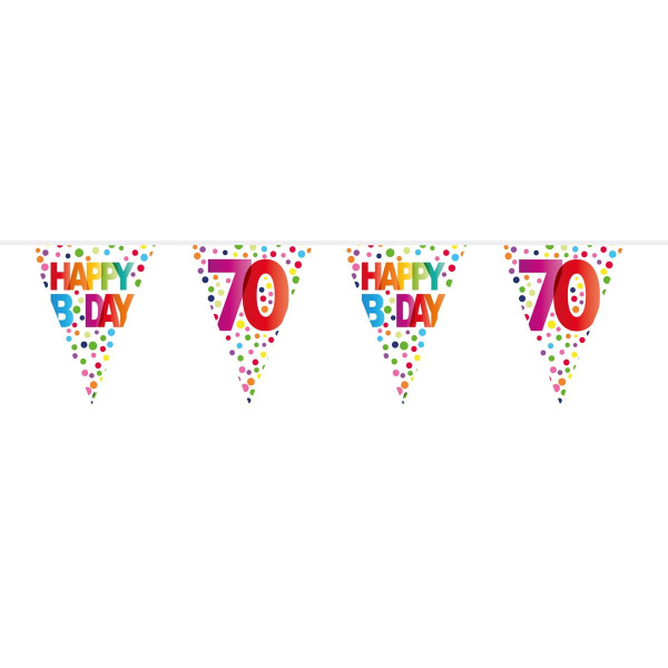 70TH BIRTHDAY POLKA DOTS TRIANGLE BUNTING - 10M